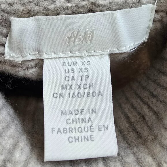 H&M Oversized Turtleneck Sweater - Gray/Cream - Picture 4 of 5